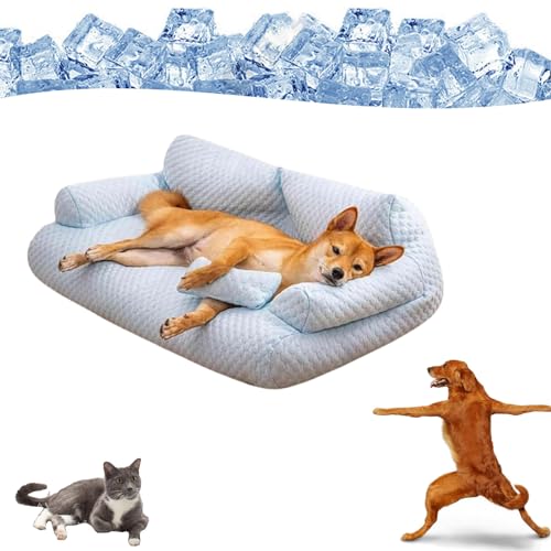 Ice Silk Cooling Pet Bed Breathable Washable Dog Sofa Bed, Cats Breathable Washable Pet Beds, Dog Cooling Bed Summer Sleeping Cool Ice Silk Bed for Small, Medium, Large Dogs and Cats (Blue,Large) von CLOUDEMO