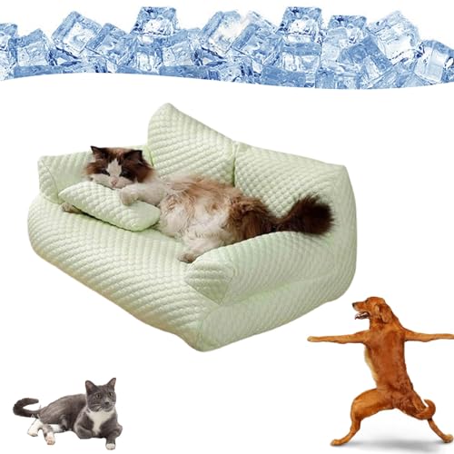 Ice Silk Cooling Pet Bed Breathable Washable Dog Sofa Bed, Cats Breathable Washable Pet Beds, Dog Cooling Bed Summer Sleeping Cool Ice Silk Bed for Small, Medium, Large Dogs and Cats (Green,Large) von CLOUDEMO