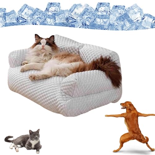 Ice Silk Cooling Pet Bed Breathable Washable Dog Sofa Bed, Cats Breathable Washable Pet Beds, Dog Cooling Bed Summer Sleeping Cool Ice Silk Bed for Small, Medium, Large Dogs and Cats (Grey,Medium) von CLOUDEMO