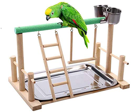 Bird Toy Activity Center Vogelkäfigständer, Papageienständer Barsch Mit Vogelstangenleiter Hängemattenfutter Cockatiel Papageienspielplatz von CLQ