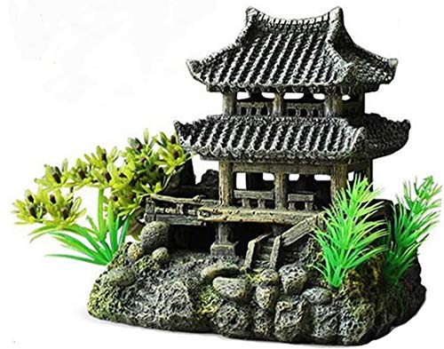 CLQ Aquarium Dekorationen Aquarium Dekoration Mittelgroße Hohe Ornamente Zubehör Retro Asia Style House von CLQ