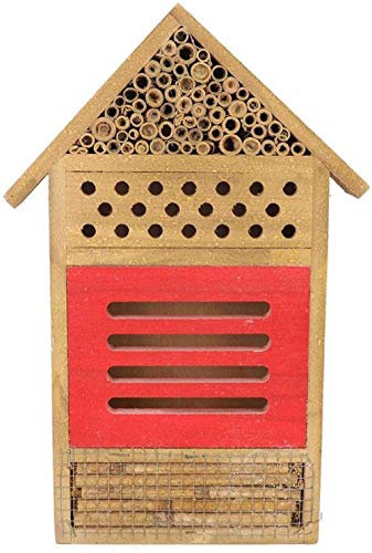 CLQ Bienenhaus, Naturholz Insekten Hotel Bienenhaus Bug Room Shelter, Bienen- & Schmetterlingshaus Gartendekoration Im Freien, Rot 11,7 '' Groß X 7,7 '' Breit von CLQ