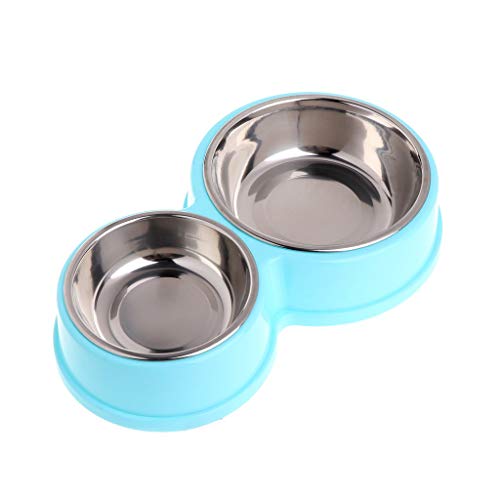 CLQ Edelstahl Pet Bowl, Doppelschüssel Für Hunde, Katzen, Welpen Und Haustiere Pink von CLQ