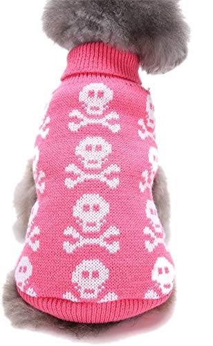 CLQ Gestrickter Schädel-Hundepullover, Feiertags-Halloween-Weihnachts-Haustier-Kleidung, Strickwaren-Oberbekleidung-Hundeweste Für Kleine Hunde Und Katzen von CLQ