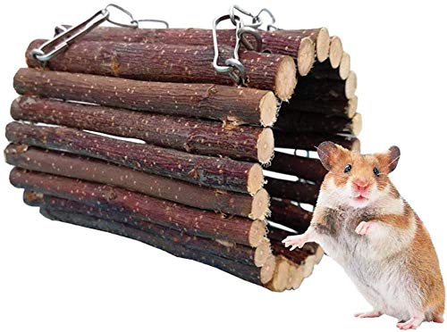 CLQ Hamster Kauspielzeug Hängende Tunnelbrücke Natürliches Apfelholz Hamsterkäfigspielzeug Zähne Kauspielzeug Für Hamster, Goldene Bären, Honigbeutel, Makkaroni Und Andere Kleintiere von CLQ