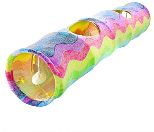 CLQ Katzenhaus Spaß Katzentunnel Faltbares Kätzchen Spielen Regenbogenröhre Indoor Outdoor Kitty Welpenspielzeug Für Puzzle Übung Verstecken Training-Katzentunnel von CLQ