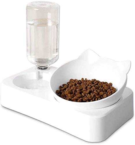 CLQ Pet Bowl Automatic Feeder Katzenfutterschale Mit Wasserspender, 2-In-1-Futterautomat Kitten Treats Dispenser von CLQ