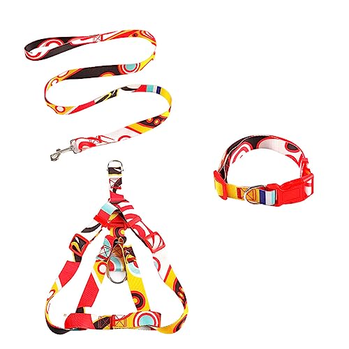 CLSSLVVBN 3 Teile/Satz Haustier Halsband Leine Zinklegierung Einstellbare Outdoor Walking Mode Geschirr Waschbar Haustier Personalisiert, Rot, 1.5 x 120 cm, M von CLSSLVVBN