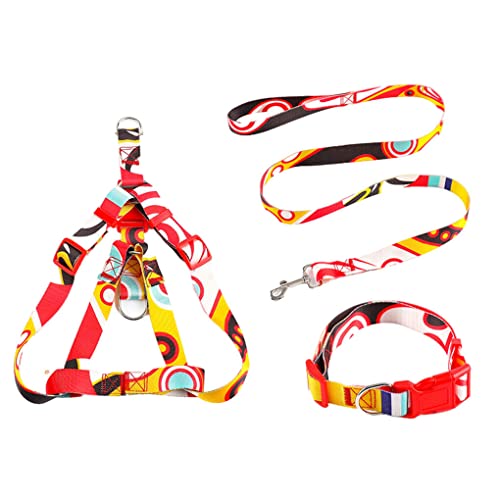 CLSSLVVBN 3 Teile/Satz Haustier Halsband Leine Zinklegierung Einstellbare Outdoor Walking Mode Geschirr Waschbar Haustier Personalisiert, Rot, 2.5 x 120 cm, XL von CLSSLVVBN