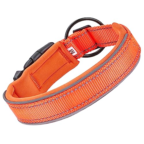 CLSSLVVBN 37 45 cm Haustierhalsband Verstellbare Schnalle Halsbänder Atmungsaktive Halskette Anti verlorener Hals für Outdoor Gartenhof Gehtraining, Orange von CLSSLVVBN