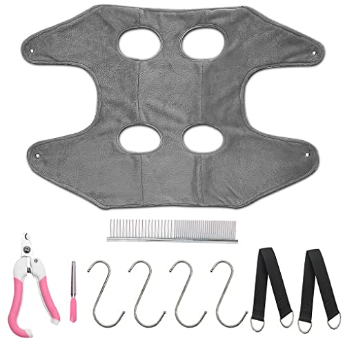 CLSSLVVBN Grooming Double Layer Hängematte S Form Hängegurte Nagelclip Trimmen Trocknen Rückhaltetasche Zubehör Heimtierbedarf, Grau, L von CLSSLVVBN