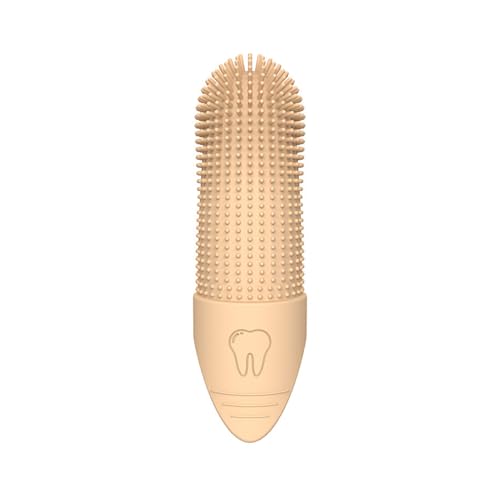 CLSSLVVBN Verlängerte Haustier Zahnbürstenfinger für eine einfache und Bequeme Zahnreinigung. Kompaktes und leichtes Silikon Zahnbürsten Set, Beige Farbe von CLSSLVVBN