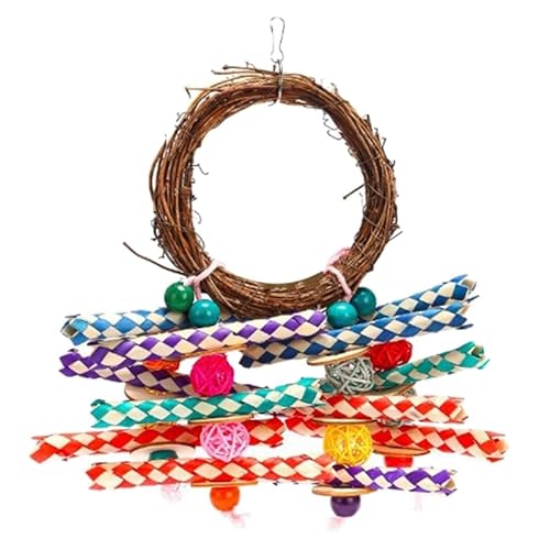 CLoxks Vogelspielzeug Parrot Cage Shredder Toy Ring Barch Chewing Toy Foraging Rattan Balls Beads for Small Bird Nymphensittich Käfig Zubehör Papageienspielzeug von CLoxks