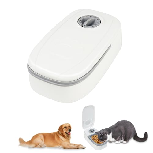 48 Stunden Automatischer Futterspender für Haustiere mit Timer – Timer Futterspender für Katzen und Hunde, 350 ml Katzenfutterspender Automatisch, Automatisches Öffnen (Grau) von CMANLNYK