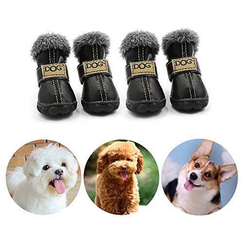 CMNNQ Schneestiefel für kleine Hunde, rutschfest, für den Winter, wasserdicht, rutschfest, warme Schuhe für Welpen, Größe M, Schwarz von CMNNQ