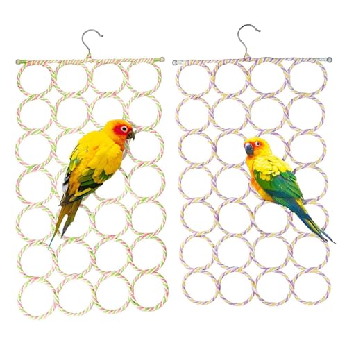 2 PCs Papageienständer Hanging Vogelschwung 28 Runden Bird Barch Ständer faltbar Hamster Kletterrahmen Multifunktionales Vogelspielzeug für Papageien Vogel Hamster Eichhörnchen zufällige Farbe. von CNAFGBGG