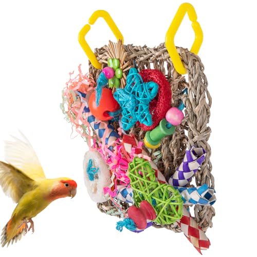 CNAFGBGG 1PC -Sichtwände, hängende Vogelfutterspielzeug, gewebter Klettervogel -Kauspielzeug, farbenfrohe Sittich -Käfig -Accessoires für Papageien, Cockatiel, Lovebird, Blockgie, Conure von CNAFGBGG