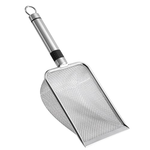 CNAFGBGG 1pc Cat Müll Schaufel Edelstahl Kitty Wurf Scoop Deep Shovel leicht zu reinigen Pooper Schaufel mit hängendes Loch Langgang Griff Sifter für Müllbox Kätzchen Pooper von CNAFGBGG