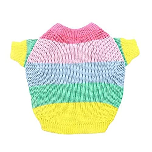 CNAFGBGG Bulldog Rainbow Stricker Jumper Hundepullover süße Hundekleidung für französische Bulldogge/englische Bulldogge/Bullterrier/Mops, L, Multi-Farben. von CNAFGBGG