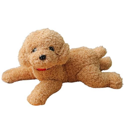 CNAFGBGG Hund Plüsch niedlich lebhafter Teddy -Hundespielzeug 14 -Zoll -Baumwolle gefülltes Hundespielzeug mit Kragen dekorativ gefülltem Hund für Couchsofa, Beige. von CNAFGBGG