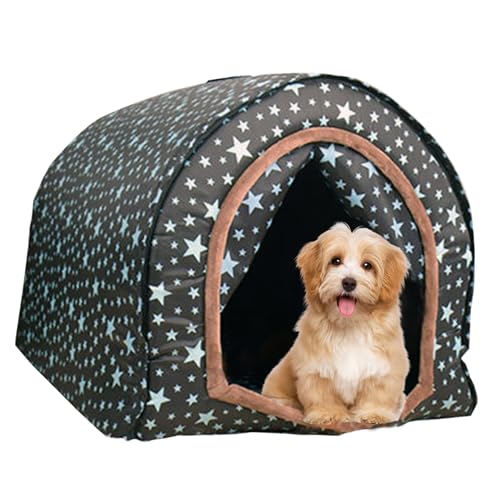 CNAFGBGG Hundehaus Outdoor 2 in 1 große isolierte Hundehaus mit warmem Matte abnehmbares Hund Zelt waschbarer Nicht -Slip -Hunde Hunde Starry Himmel Zwinger für Winter für weniger als 4,5 kg Hunde. von CNAFGBGG