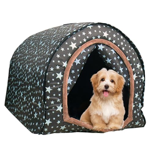 CNAFGBGG Hundehaus Outdoor 2 in 1 großes isoliertes Hundehaus mit warmem Matte abnehmbares Hund Zelt waschbarer Hundehöhle Hundesternhimmel Himmel Zwinger für Winter für weniger als 4,5 kg Hunde von CNAFGBGG