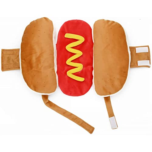 CNAFGBGG Hundekostüme, Hotdog -Kleidung für Hunde, warme weiche süße Party -Cosplay -Kostüme für Welpen kleine Hunde Haustiere, Hundekleidung und Accessoires mit 2 Plüsch -Quietschenspielzeug. von CNAFGBGG