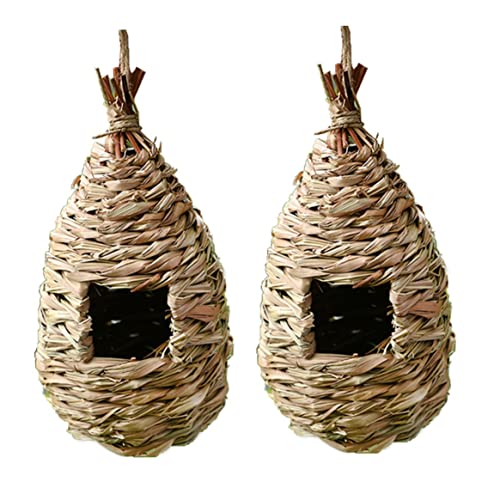 Gewebter Vogel Nest Hummingbird House Hängende Vogelhütte für Vogellebensraum Outdoor Gartendekoration 2pcs von CNAFGBGG