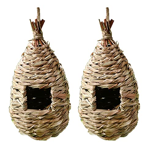 Gewebter Vogel Nest Hummingbird House Hängende Vogelhütte für Vogellebensraum Outdoor Gartendekoration 2pcs von CNAFGBGG