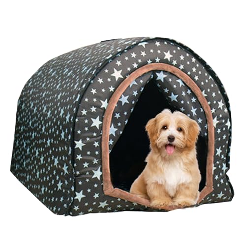 Hundehaus Outdoor 2 in 1 großes isoliertes Hundehaus mit warmem Matte abnehmbares Hund Zelt waschbarer Hundehöhle Hundesternhimmel Himmel Zwinger für Winter für weniger als 4,5 kg Hunde von CNAFGBGG