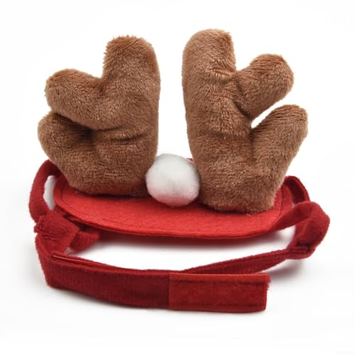 Festliche Haustierkleidung für Weihnachten, Korallen-Fleece und Baumwolle, Kostüme für Katzen und Hunde (rotes Stirnband) von CNANRNANC