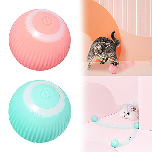Interaktives Katzenspielzeug Ball, Wiederaufladbares Ballspielzeug für Katzen 360 Grad selbstdrehender Rollball mit LED-Licht, USB-wiederaufladbares Haustierspielzeug, Bewegliches Spielzeug von CNANRNANC