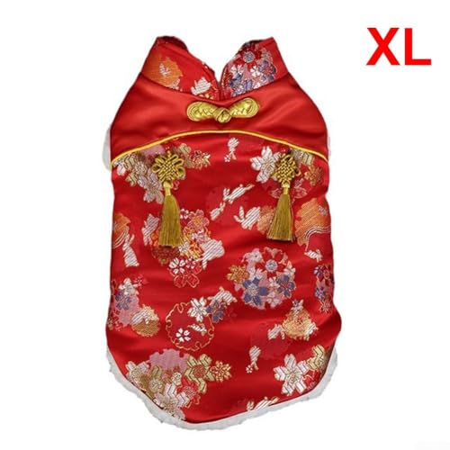 Satin-Cheongsam-Outfit für Hunde mit klassischem Design, perfekt für besondere Anlässe (XL) von CNANRNANC