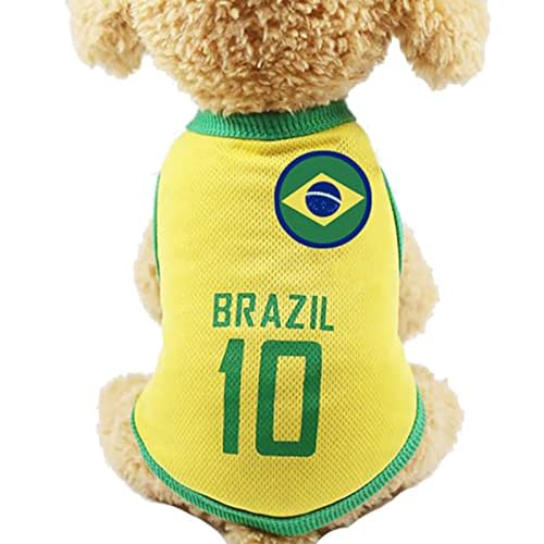 Sudadera Dolce e morbida per cani, Maglione per cani Con l'emblema di UNA Squadra di Calcio, Maglietta per animali domestici - Wedding House (L 3.5-4.5kg,Brazil Team No10) von CNN