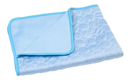 Kühlmatte für Haustiere Haustierkühlmatten weiche Sommerhundkatze Schlafpad Ice Seidenmatte Waschbares Zwinger Pad atmungsable Decke (Color : Light Blue, Size : L 70x55cm) von CNRTSO