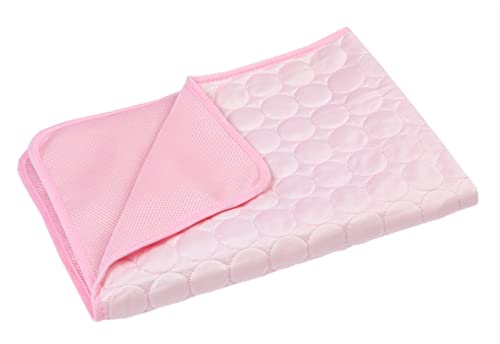 Kühlmatte für Haustiere Haustierkühlmatten weiche Sommerhundkatze Schlafpad Ice Seidenmatte Waschbares Zwinger Pad atmungsable Decke (Color : Pink, Size : L 70x55cm) von CNRTSO