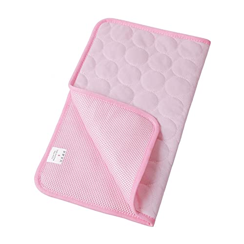 Kühlmatte für Haustiere Hunde Sommerkühlmatte Haustier großer Größe Ice Seide Kühlbett Haustier Katze atmungsaktiv (Color : Pink, Size : L 70x55cm) von CNRTSO