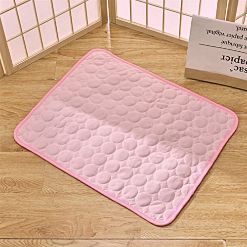 Kühlmatte für Haustiere Hundekühlungsmatte Sommerpolster Haustiermatte for Hunde Katzendecke Sofa atmungsabstierbarer Sommerwaschabletzzubehör Accessoires (Color : Pink, Size : L 70x55 cm) von CNRTSO