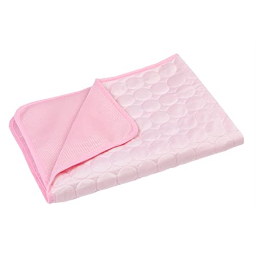 Kühlmatte für Haustiere Hundemattenkühlung Sommerpolstermatte for Hunde Katze Waschbarer Welpe Big Dog Ice Gel Bett Matratze Coole Maskotas Kissen Decke Lieferungen (Color : Pink, Size : L-70x55cm) von CNRTSO