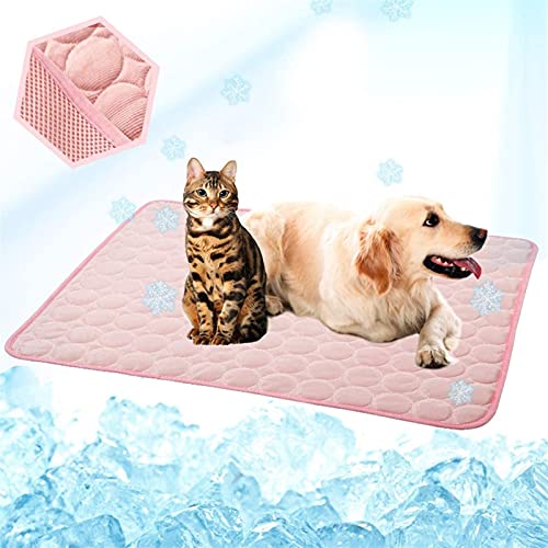 Kühlmatte für Haustiere Sommer -Kühlmatte for Hunde Katzen Hundekühlungsmatte atmungsaktives Haustierkistenpad tragbare Waschkühldecke Decke (Color : Pink, Size : M 60X50CM) von CNRTSO