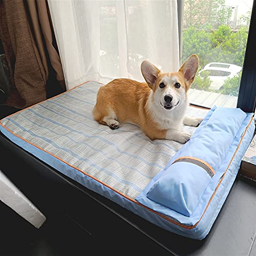 Kühlmatte für Haustiere Sommerhundbett Dicke Matte for Hunde Haustiersofa mit Kissen for kleine mittelgroße Hunde Katzen Kühlung Hundepolster Haustier Vorräte (Color : Thick Bed, Size : L) von CNRTSO