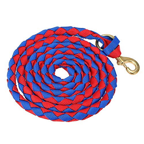 COCOCO Braide Horse Leading Rope Braid Horses Halfter mit Messing Snap Horse Reitausrüstung Pferdesport 2M / 2.5M / 3M / 3.5M-Rot blau 2,5 m von COCOCO