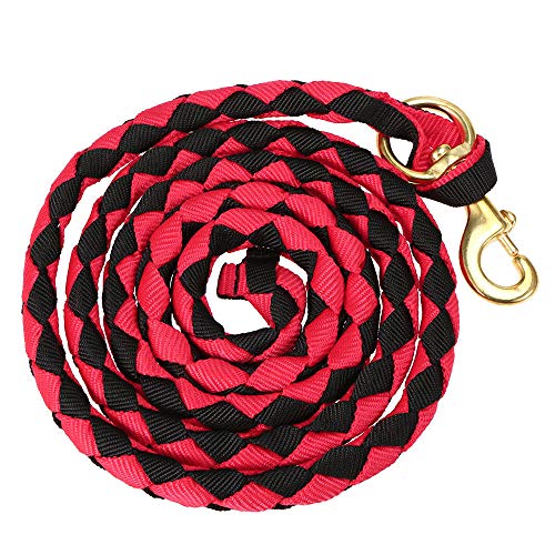 COCOCO Braide Horse Leading Rope Braid Horses Halfter mit Messing Snap Horse Reitausrüstung Pferdesport 2M / 2.5M / 3M / 3.5M-Rot schwarz 2,0 m von COCOCO