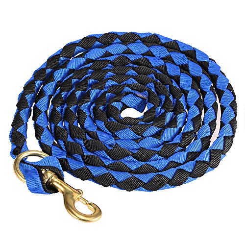 COCOCO Braide Horse Leading Rope Braid Horses Halfter mit Messing Snap Horse Reitausrüstung Pferdesport 2M / 2.5M / 3M / 3.5M-blau schwarz 2,5m von COCOCO