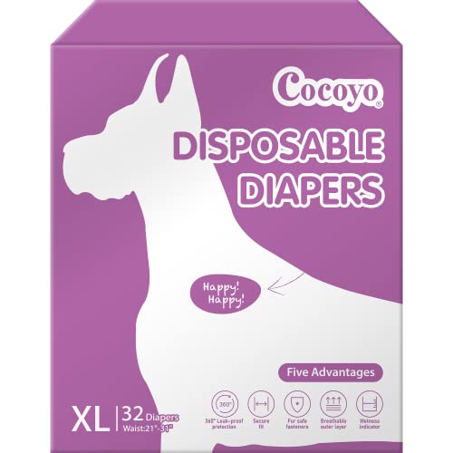 COCOYO Einweg-Hundewindeln für Damen, Hundewindeln für Damen, super saugfähig, atmungsaktiv, Nässeindikator (Größe XL, 32) von COCOYO