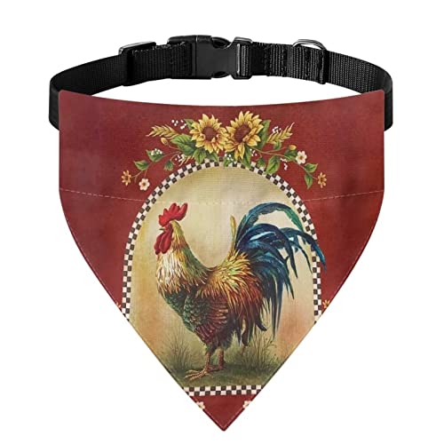 COEQINE Strapazierfähiges Halstuch mit Sonnenblumen-Motiv, für den Sommer, rotes Huhn-Druck, Haustier-Schal für kleine Hunde zum Spazierengehen von COEQINE