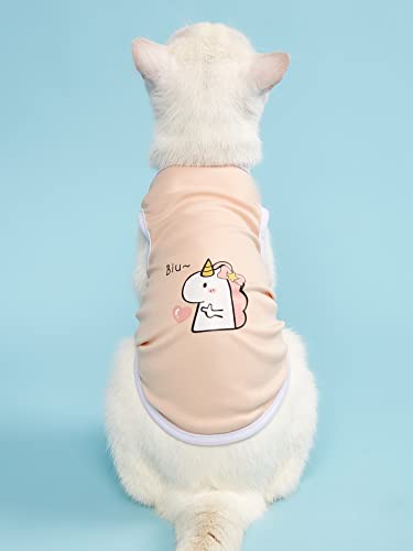 COGOALL Katze Kleidung Dünn Sommer Gedruckt Weste Zu Verhindern Haarausfall Geeignet Für Puppe Katze Blau Katze Kätzchen Haustier Katze Und Hund Rock Weste Rock (L,pink) von COGOALL