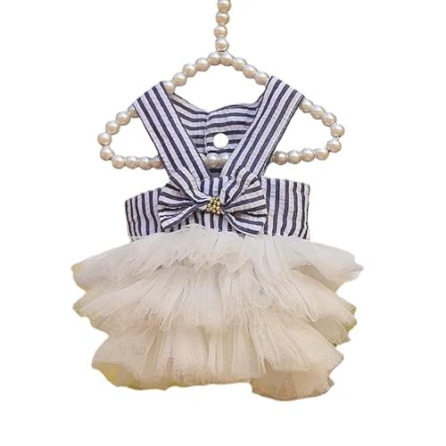 COGOALL Kleid Für Hundeprinzessinnen, Haustierfee, Mesh-Kleid, Kostüm, Kleidung, Tutu-Rock Für Hunde Und Katzen (S,Sling Vertical Striped Skirt White) von COGOALL