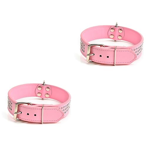 COHEALI 2st Verstellbares Hundehalsband Strass Hundehalsband Pu-haustierhalsband Pu-hundehalsband Perlmutt Bilden von COHEALI