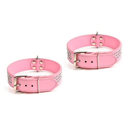 COHEALI 2St Perlmutt kleine Hundehalsbänder rosa Hundehalsband Katze hundehalsband verstellbares Hundehalsband Strasssteine Strass hundehalsband PU-Hundehalsband Haustier bilden von COHEALI